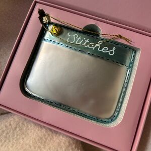 🎄✨ Penny Linn “Stitches” Glass Ornament Chic Pouch Design Holiday Decor